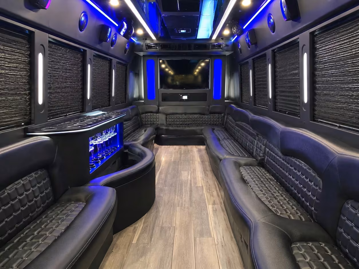 20 passenger party bus inside